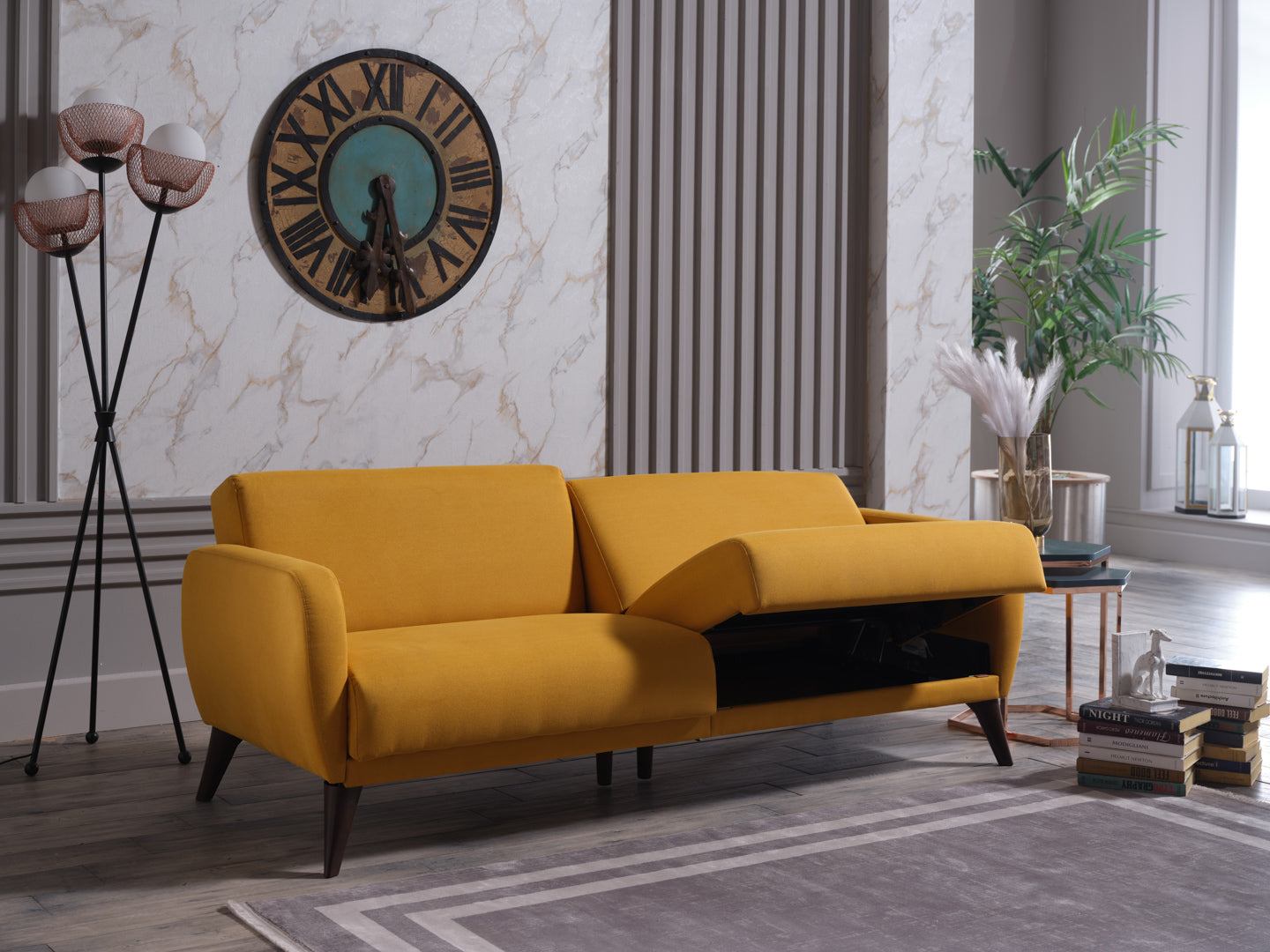 Lelana 78.75'' Sleeper Sofa with Storage Yellow by Bellona